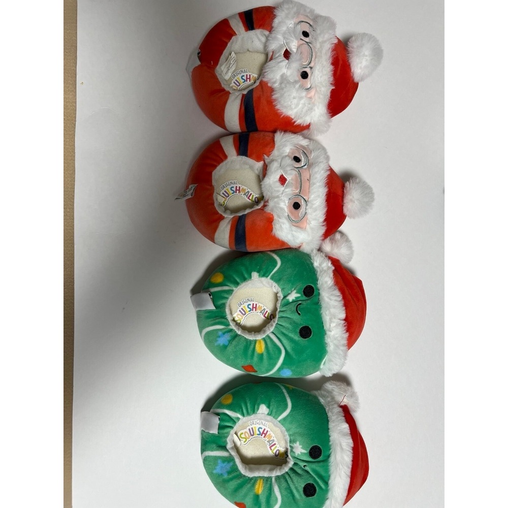 Squishmallow Christmas Slippers kids size 11/12 set of 2 Santa‎ and tree